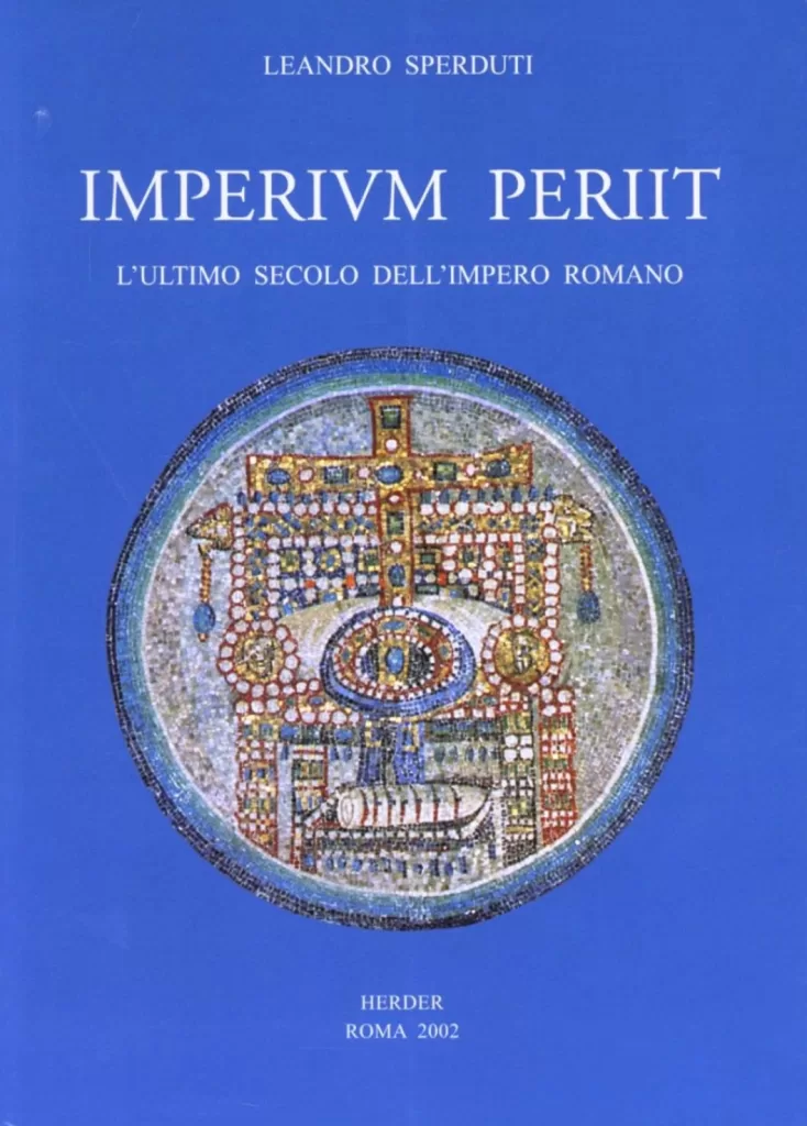 Обложка книги "Imperium Periit" о последнем веке Римской империи — мозаичный медальон